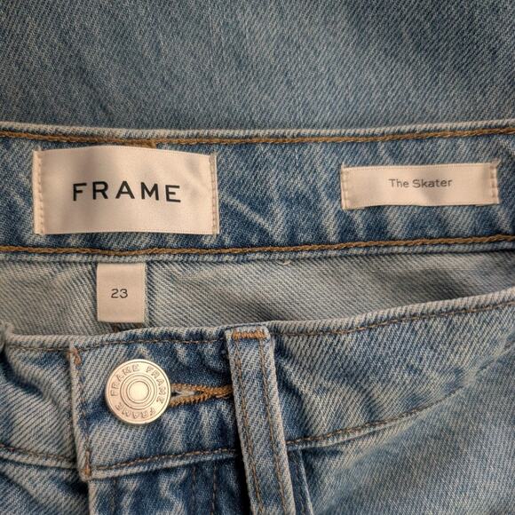 Frame Denim Skater High Rise Wide Leg Loose Fit Jeans in Light Blue Wash Size 23 - Picture 8 of 9